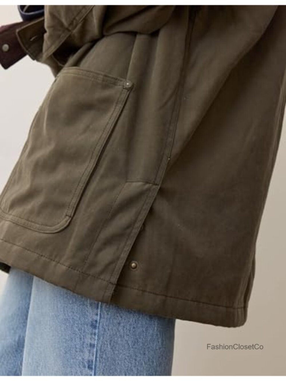 Oversized Vintage Corduroy Collar Utility Barn Jacket Women's Cotton Coat - Picture 2 of 6